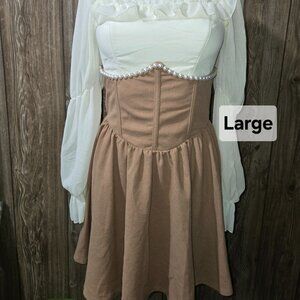 Brown Pearl Corset Skirt | Shein